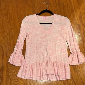 Lilly Pulitzer pink ruffle sweater